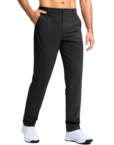 G Gradual Mens Golf Pants Stretch Dress Casual Pants 30"/32"/34" Lightweight Work Travel Slacks for Men with 4 Pockets(Black,L32.W34) - Image 1