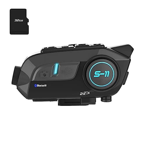 SCSETC S-11 Motorcycle Bluetooth Headset with 2K HD Camera & Video,3000m 6 Riders Intercoms,WiFi Transit/CVC Noise Cancellation/360°Adjustable/Auto Connection/Music Sharing/32GB SD Card (A)