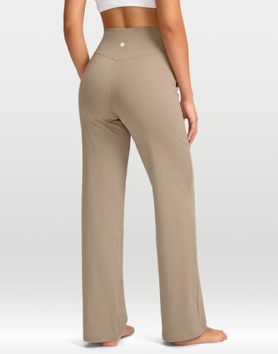 G Gradual Women's Yoga Pants Wide Leg with Pockets High Waist Stretch Loose Casual Lounge Sweatpants Petite/Regular/Tall (Khaki, Inseam 28, S) - Thumbnail 4