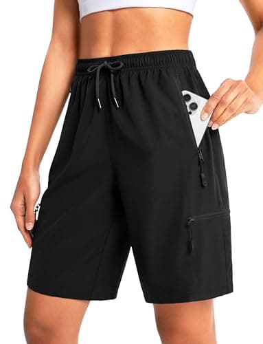 Cyasundent Women's 9" Hiking Cargo Shorts Lightweight Stretch Quick Dry Athletic Golf Summer Bermuda Shorts for Women (Black_XXXL) - Image 1