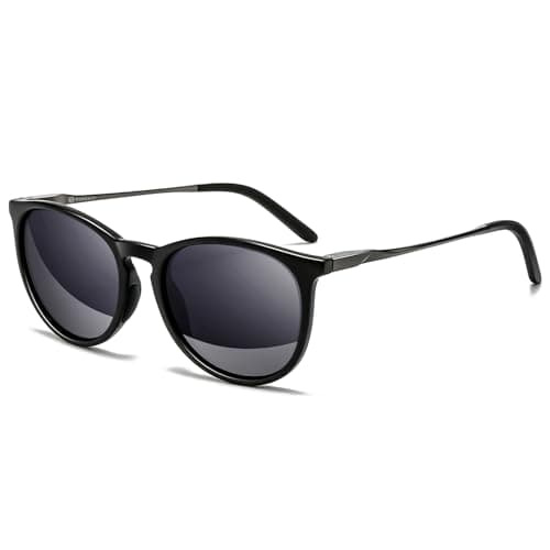 SUNGAIT Original Design Trendy Sunglasses Polarized Vintage Round Classic Retro Style for Women and Men (2025 Matte Black Frame/Gray Lens) - Image 1