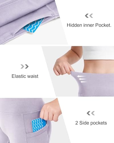 Stelle Girls 8" Bike Volleyball Shorts with Pockets Youth Athletic Yoga Dance Gymnastics Compression(Lavender,XS) - Thumbnail 4