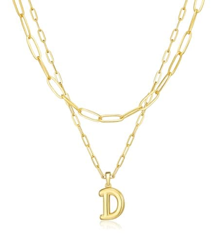 adoyi Gold Heart Initial Necklaces for Women Hers Dainty 14K Gold Plated Heart Layered Letter D Pendant Necklace Stack Jewelry Birthday Valentines Gifts for Women Mom and Wife - Image 1