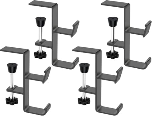 4 Pack Stocking Holders for Mantle for Christmas Decorations,2 in 1 Mantle Garland Holder for Hanging Christmas Stockings,No Drilling Required & Adjustable Garland Hanger, Metal(Black) (4 Black) - Image 1