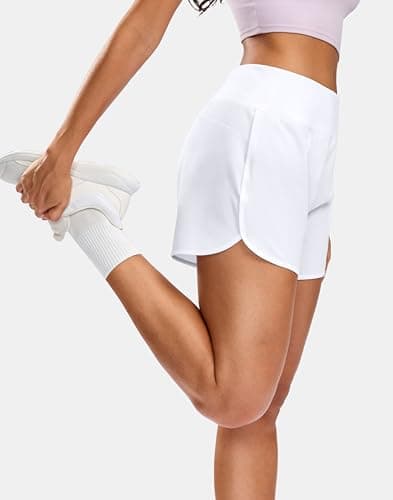 G Gradual Women's Running Shorts with Mesh Liner 3" Workout Athletic Shorts for Women with Phone Pockets(White,Medium) - Thumbnail 2