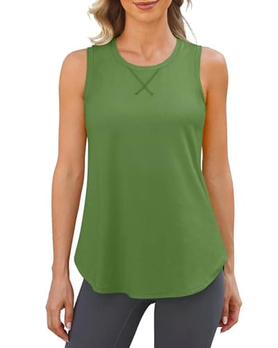 G4Free Workout Tops for Women Gym Tank Top Loose Fit Athletic Running Sleeveless Shirts Summer Lightweight Activewear (Army Green,XXXL) - Image 1