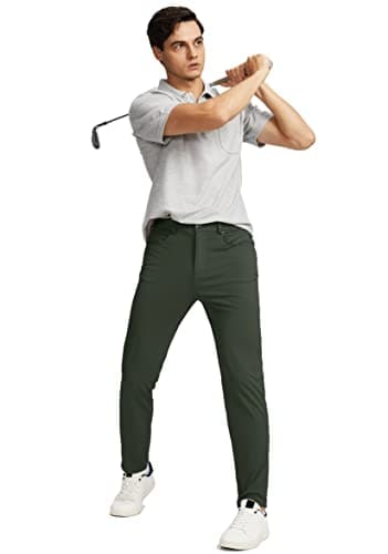 G Gradual Men's Stretch Golf Pants with 6 Pockets Slim Fit Dress Pants for Men Travel Casual Work (Olive Green, 3XL) - Thumbnail 5