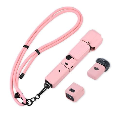 Flymile Pocket 3 Silicone Cover & Lanyard Strap, Protective Case for DJI Osmo/Xtra Muse Accessories(Pink) - Image 1