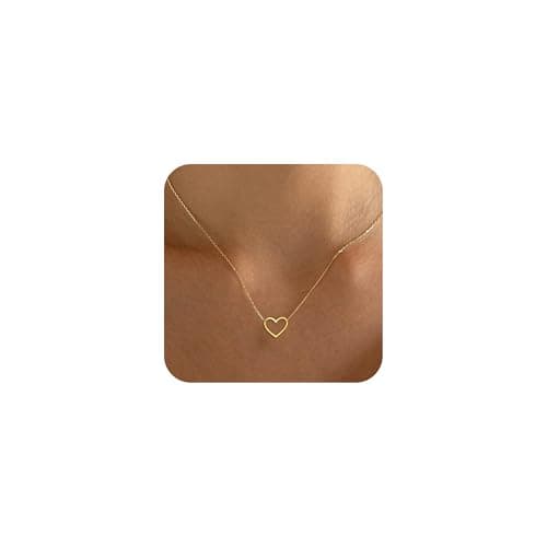 BAYLAY Heart Necklace for Women Girls, 18K Gold Plated Small Heart Necklace Gold Necklace for Women Trendy Teen Girl Gifts Trendy Stuff Gold Jewelry Christmas Valentines Gifts for Her Women Girls - Image 1
