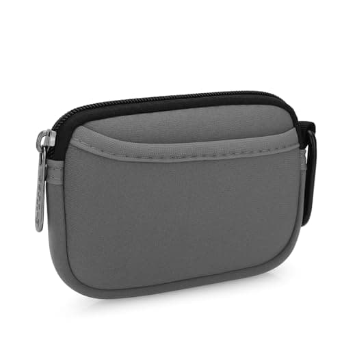 E-Tree Mini Neoprene Pouch Case for Phone Charger Airpods Cables Earphones MagSafe Power Adapter Keys Keychain Small Accessories Storage Organizer Tech Bag, Coin Purse Wallet, Zipper Pocket (Grey) - Image 1