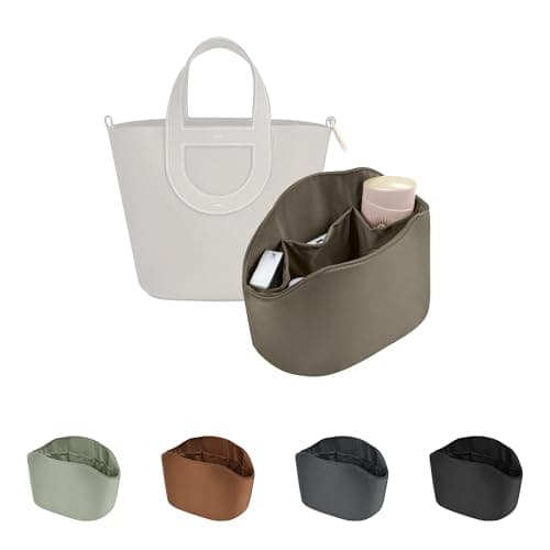 Purse Organizer Insert for In The Loop 18/23, Satin Bag Organizer Compatible with Hermes Bags, Lightweight Women Purse Essentials, Soft Touch Inner Liner with Multiple Pockets(Etoupe grey, Loop 18) - Image 1