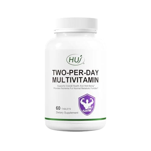 HUJ Two-Per-Day Multivitamin - Adult Multivitamin/Multi-Mineral Supplement with Vitamins ACDKE,Vitamin Bs and More Essential Minerals - Supports Whole Body Health and Normal Metabolism - 60 Tablets