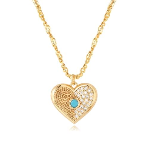 BENEIGE Gold Necklace for Women 14K Gold Plated CZ Heart Pendant Necklace Adjustable Chain Choker Charm Necklaces Jewelry Gifts - Image 1