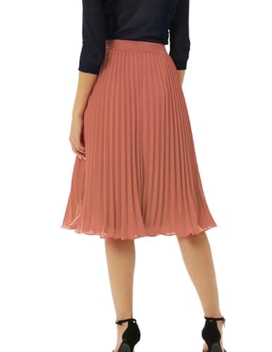 GRACE KARIN Womens Classy Vintage Swing Pleated Chiffon A-line Skirt Dark Salmon XL - Thumbnail 4