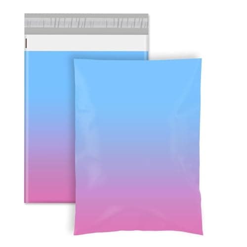 Metronic Cute Poly Mailers 10x13" 50pc Small Shipping Bags, Strong Adhesive Mailers Poly Bags for Small Business, Waterproof Mailing Envelopes for Packing Shipping Clothes Gifts, Gradient BluePink - Image 1