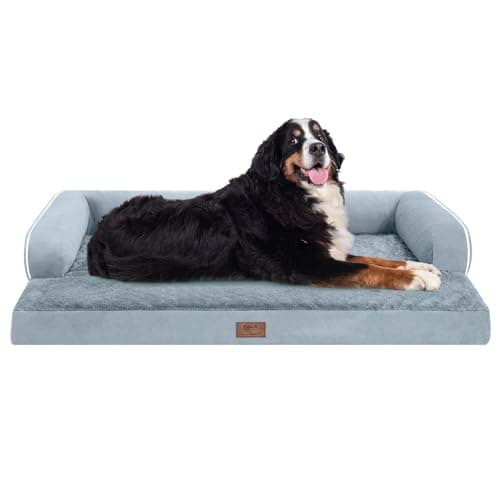 Large Dog Bed Orthopedic Washable, Big Large XXXLarge Dogs, Orthopedic Grey Extra Dog Bed with Waterproof Cover and Removable Egg Foam, Couch Bed Bolster - Image 1