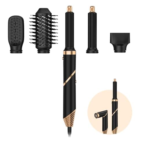 TAHSHINE Blow Dryer Brush Set,5 in 1 Hair Styler,Hair Dryer Brush Electric,Auto Wrap Curler Hair Styler,Detachable Brush Heads Comb for Straightening Automatic Curling Styling,Foldable Hair Dryer - Image 1