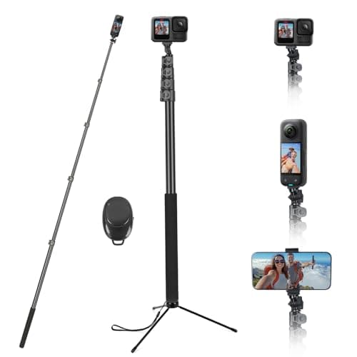 118" Invisible Selfie Stick for Insta360 X5 X4 X3, 3M/9.8ft Extended Long Pole with Wireless Remote & Tripod, Compatible with GoPro, DJI OSMO,Phone,Action Camera