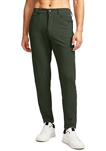G Gradual Men's Stretch Golf Pants with 6 Pockets Slim Fit Dress Pants for Men Travel Casual Work (Olive Green, 3XL)