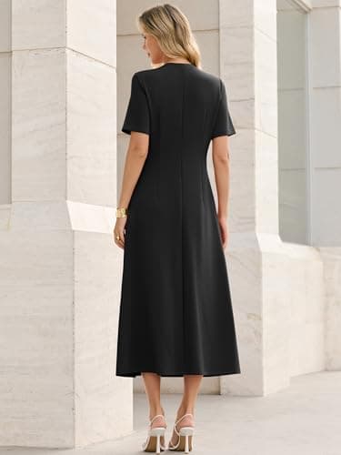 ANRABESS Womens Summer Maxi Dresses Casual Short Sleeve Elegant Classy Vintage 2026 Spring Flowy Cocktail Dress 80s Outfit Black Small - Thumbnail 6