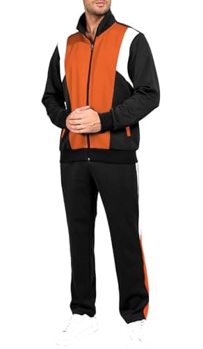 Sun Lorence Men's Tracksuits Casual 2 Piece Sweatsuits Sets Full Zip Track Suits Mens Athletic Running Jogging Sweat Suits Men Orange X-Large - Image 1