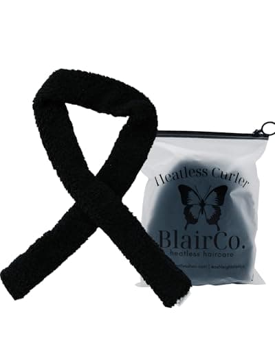 BlairCo Unicorn French Braid Heatless Hair Curler – Handmade Sherpa No Heat Curling Headband for Side Sleepers – Soft Washable Curl Separator for Short to Long Hair – Overnight Curl Rod – Black - Image 1