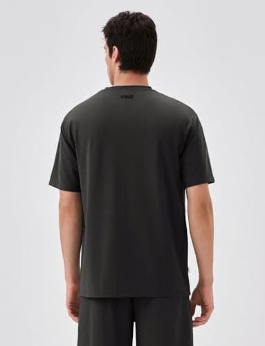 K-Swiss Heritage Men's Silky Tech T-Shirt, Soft Crewneck T-Shirts with Eco-Embossed Graphic for Sport Work Casual, Brown L - Thumbnail 3