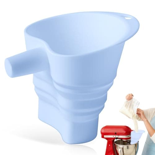 Flour Funnel for Kitchen Aid Mixer - Stand Mixer Attachment Compatible with (KSM150) 4.5-5 Qt Tilt-Head Mixers,Easy Pour Anti-Splash Baking Tool, Dishwasher Safe, for Egg Liquid and Both Flour -Blue - Image 1
