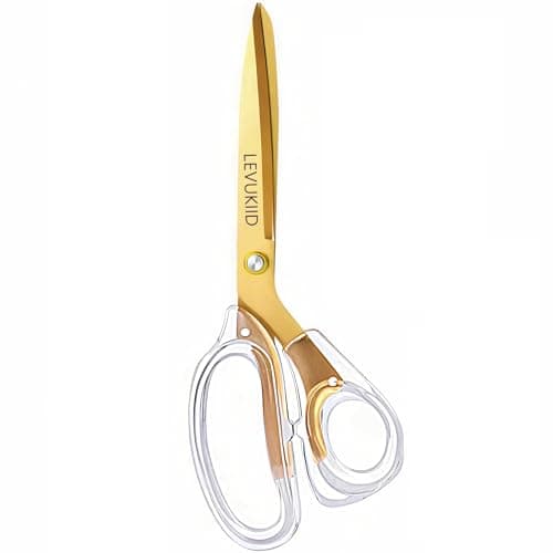 scissors all purpose scissors for office, 9 Inch Titanium Coated Blades and Ergonomic, Clear Sscissors for Office Desk, Modern Design for Craft, Sewing, fabric,Office/Gold