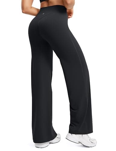 ENERBLOOM Women's Straight Workout Leggings Wide Leg Yoga Pants High Waist Stretch Bottoms Casual Sweatpants 31" Black XX-Large - Image 1