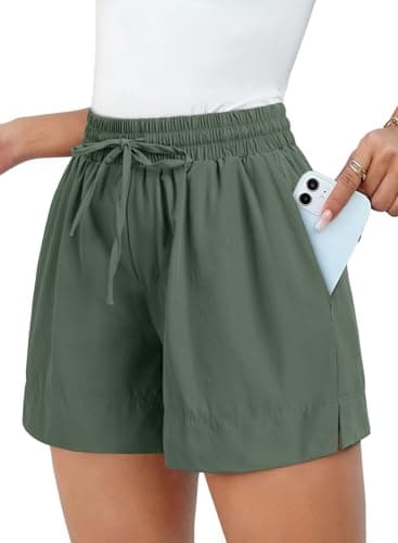 Dokotoo Workout Shorts Women Athletic Green Gym Running High Waisted Shorts Summer Outfits Trendy 2026 Causal Pockets Stretchy Spring Quick Dry Yoga Pants Size Large Beach Vacation Clothes - Image 1