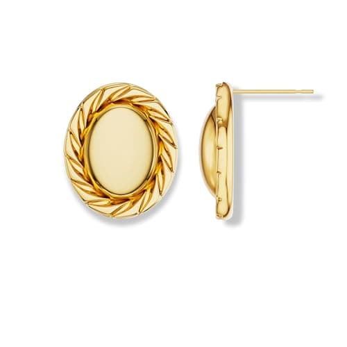 Freekiss Chunky Gold Stud Earrings for Women,14K Gold Plated Oval Vintage Drop Dangle Earrings,Trendy Bold Geometric Jewelry Gift - Image 1