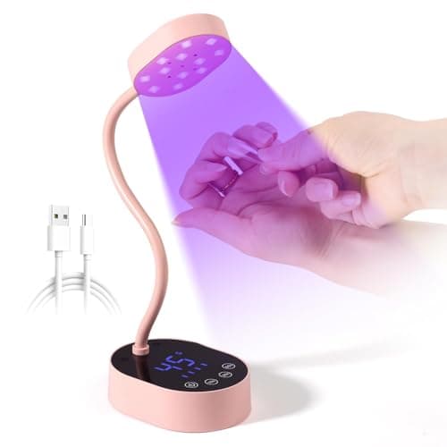 AORAEM UV Nail Lamp, Gooseneck Mini U V Light for Gel Nails, 36W Rechargeable LED Flash Cure Lamps with 4 Timers & Auto Sensor, Quick Dry Professional Nail Dryer for Salon Home DIY Use, Pink - Image 1