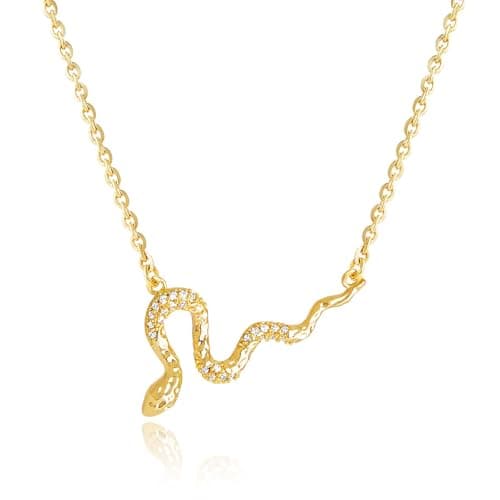 BENEIGE Gold Necklace for Women 14K Gold Plated CZ Snake Pendant Necklace Adjustable Chain Choker Charm Necklaces Jewelry Gifts - Image 1