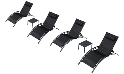 PURPLE LEAF Patio Oversized Chaise Lounge Chair Set with 2 Side Table Pool Adjustable Recliner Chairs for Outside Beach Outdoor Sunbathing Tanning Poolside Lounges - Image 1