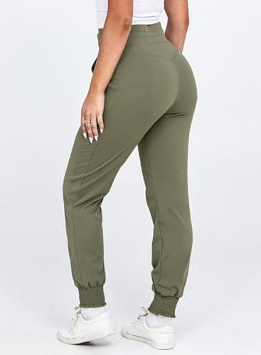 Dokotoo Joggers for Women High Waisted Drawstring Pant Womens Workout Pants with Side Pocket Casual Flowy Cuffed Plain Jogging Resort Wear for Women Lounge Sweatpants Green XX-Large - Thumbnail 5