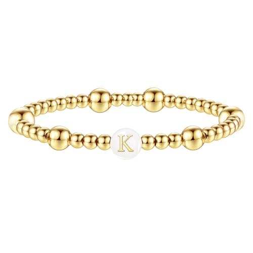 Sistble Enewton Bracelets for Women Teen Mothers Day Gifts Trendy Stuff Stocking Stuffers Initial Bracelet Bracelets Letter K Bead Stretch Link Bracelet Jewelry Birthday Gift - Image 1