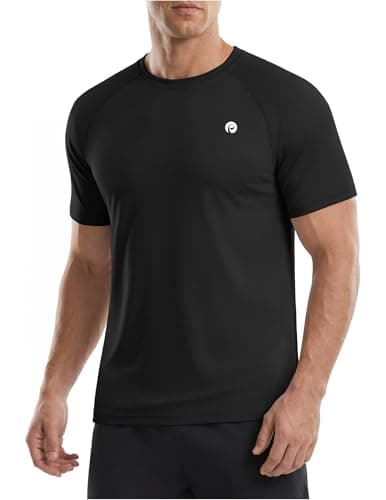PINSPARK Black T Shirts for Men Lightweight Short Sleeve Crew Neck Gym Shirts Moisture Wicking Summer Classic Casual Tee Tops 2XL - Image 1