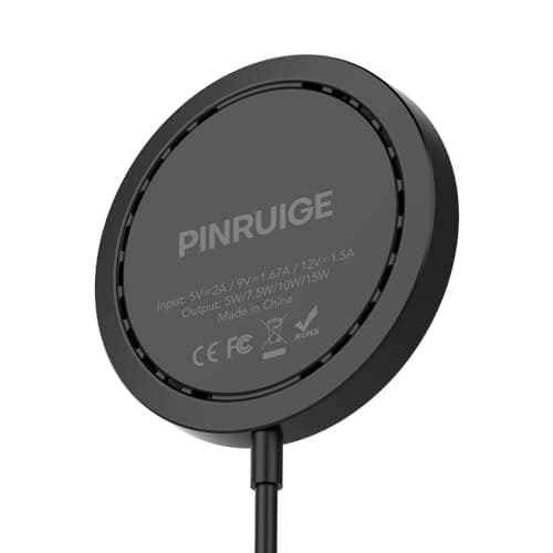 PINRUIGE 10 ft Magnetic Wireless Charger for iPhone 15W Max Fast Apple Magsafe Wireless Charging Pad Compatible with iPhone 17/17 Pro/Pro Max/16/15/14/13 with USB-A Converter Black - Thumbnail 2