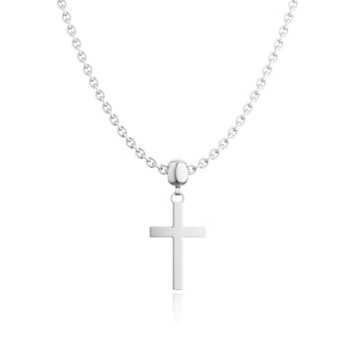 Moodear Silver Cross Necklace for Women - Dainty Chain Necklace Simple Small Sterling Silver Cross Pendant Necklace for Women Trendy Silver Jewelry Gift - Image 1