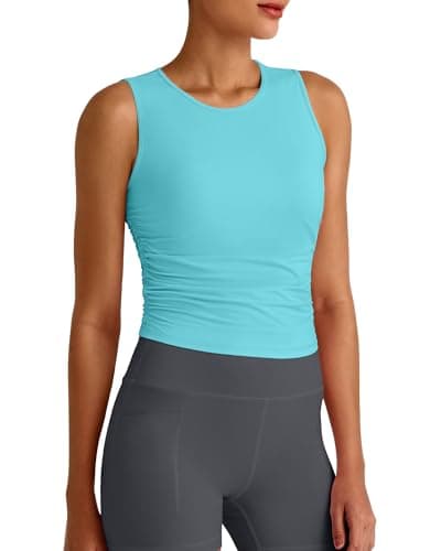 G4Free Running Tank Tops for Women Sleeveless Workout Shirts Athletic Gym Muscle Tank Fast Dry Clothes Outfits (Lake Blue,XXL) - Image 1