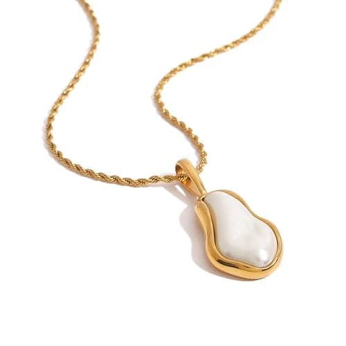 MURNA KARE Gold Pearl Necklaces for Women - Dainty Gold Statement Pearl Pendant Necklaces, Statement Chunky Jewelry Gifts for Women - Image 1