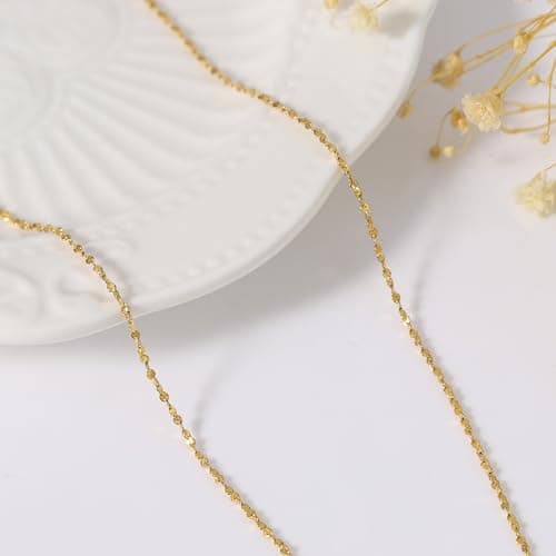 BAYLAY Gold Chain for Women - 18K Gold Plated Chain Necklace Dainty Gold Necklace for Women Gold Jewelry Gifts for Women Size 16 inch - Thumbnail 5
