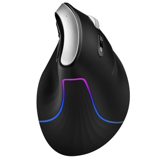 CITLLA Wireless Ergonomic Vertical Mouse, Rechargeable Tri-Mode (Dual Bluetooth + 2.4G USB) Optical Mouse with Adjustable RGB Lighting, Multi-Device Control for Laptop, PC, Mac, iPad, Desktop (Black)