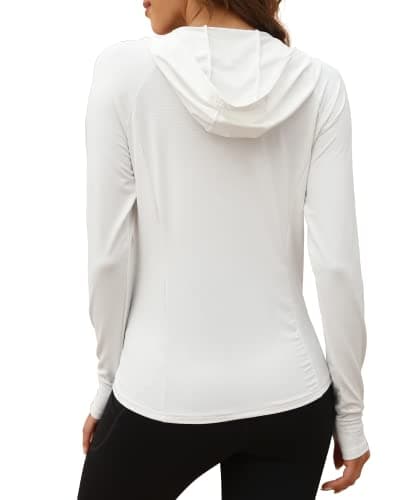 We1Fit Women's UPF 50+ Sun Protection Jacket Hooded Zip Up SPF Shirts Long Sleeves White - Thumbnail 3