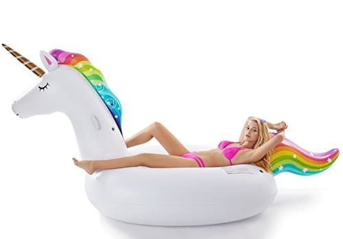 Jasonwell Giant Inflatable Unicorn Pool Float Floatie Ride On with Fast Valves Large Rideable Blow Up Summer Beach Swimming Pool Party Lounge Raft Decorations Toys for Kids Adults - Thumbnail 3