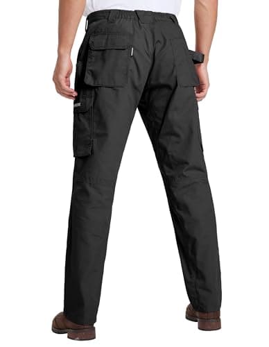 DURAWERK Men's Cargo Pants, Water Resistant Work Pants, Durable Ripstop Tactical Pants, EDC Hiking Pants, Multi Pockets Hunting Pants for Outdoor Climbing Traveling Camping Fishing (Black, 36WX30L) - Thumbnail 6