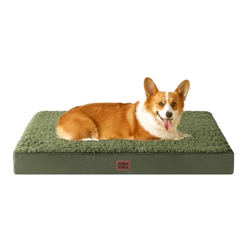 EHEYCIGA Orthopedic Foam Dog Bed for Large Dogs, 35"L x 23"W x 3.5"Th, Dark Green - Image 1