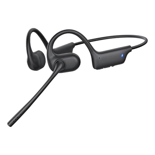 CXK Open Ear Headphones with Mic, 23g Lightweight, Bluetooth 5.4 Headset, Dual Noise Canceling Mic for Clear Calls & Mute Button, 12H Playtime Air Conduction Headphones for Call, Meeting, Driving - Image 1