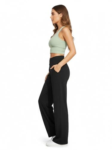 Naimula Crossover Wide Leg Pants Women Loose Yoga Loose Pants with Pockets Stretch Casual Lounge - Thumbnail 2